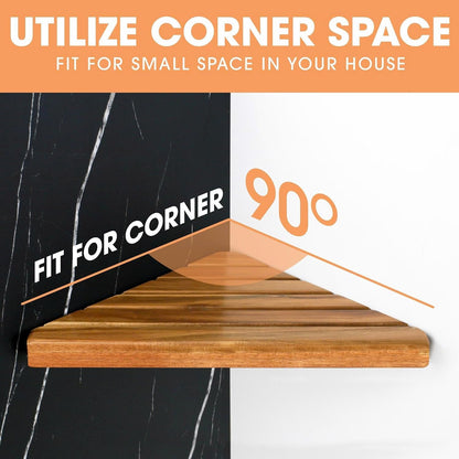 Acacia 2,3 Tiers Corner Shower Shelf, Triangular Corner Shelf Wooden Bathroom Shelf for Tiled Wall, Shower Corner Shelf, No Drilling Requied (3)4