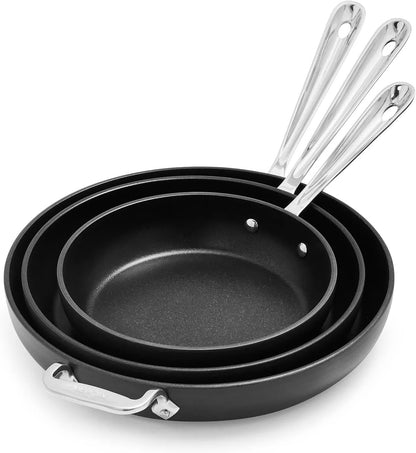 All-Clad Black Nonstick 12-Inch Skillets Set of 3, 834, 1034, 12341