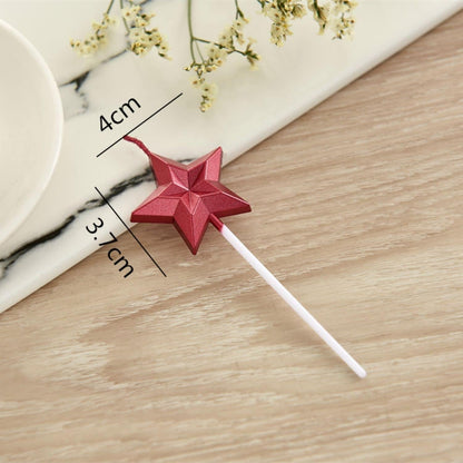 Birthday Candles, Star Shaped Gold Birthday Candles for Cake, 5Pcs Metallic Color Stereo Shaping Cake Candles Set, Sparkler Candles for Birthday Cake6