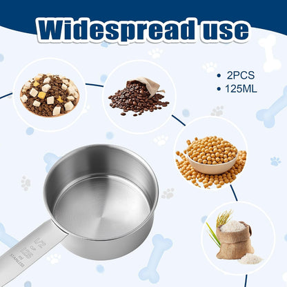 2 Pcs 1/2 Cup Dog Food Scoop, 125 ML, Stainless Steel3