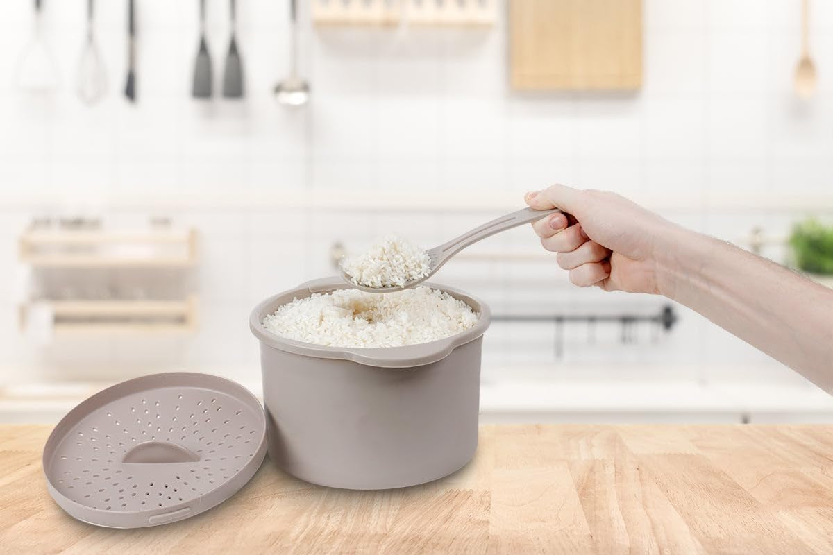 microwave-rice-grain-cooker-locking-lid-easy-cook-container-heat-resistant-handles-includes-measuring-cup-mixing-paddle-cooks-veggies-more