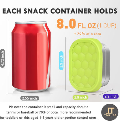 4Pack 8Oz Small (1 CUP) Stainless Steel Snack Containers for Kids | Reusable Easy Open Toddler Snack Containers with Silicone Lids | Stackable Toddler Lunch Box for Daycare, School and Travel2