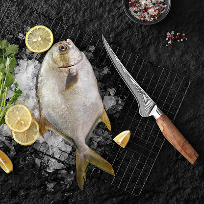 Fillet Knife 7 Inch, Precision Boning Knife for Efficient Meat Cutting and Boning， Boning Knife in High Carbon Steel7