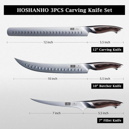 Carving Knife Set 3PCS, Japanese Brisket Slicing Knife Sets4
