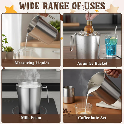 304 Stainless Steel Pitcher with Lid, 70 Oz / 2L Measuring Cup4