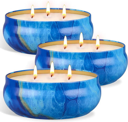 Large Citronella Candles Outdoor Decorative 55Oz, Soy Wax Lemongrass Candle Set 3 Wick, Scented Jar Candle Bulk up to 240Hrs, 3 Pack Summer Camping Candles for Patio Garden Balcony1