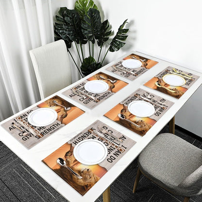 Christian Scriptures Placemats Set of 4 Christ Religious Table Mats Philippians 4：13 Place Mats for Party Kitchen Dining Room Holiday Decoration 12X18 Inch8
