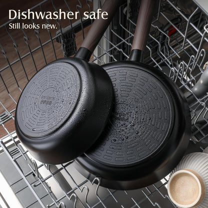 9.5" Non Stick Frying Pans Skillet with Lid, PFOA/PFOS Free | Non Toxic Healthy Chef'S Pan for Eggs, Works as Small Wok for Cooking, Kitchen & Home Essentials, Induction Compatible, Black5