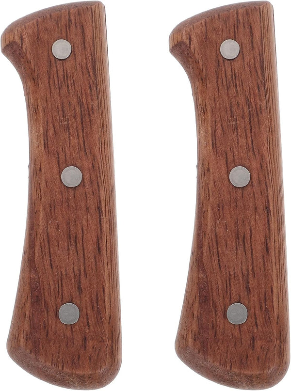 1 Pair Replacement Knife Handle - Solid Wood Knife Scales - Pre Drilled Chopper Handle - Easy Installation - Kitchen Butcher Cleaver Grip for Restaurant Brown1