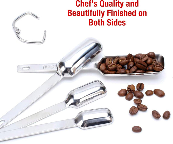 9Pc Stainless Steel Measuring Spoon Set with Leveler - Durable and Rust-Proof - Chrome-Plated, Narrow Rectangular Spoons with Long Handles - Accurate Measurements9
