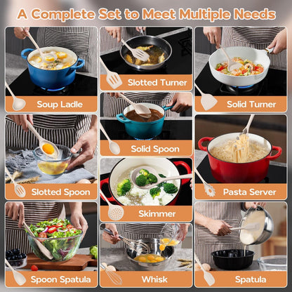 Silicone Cooking Utensils Set, Kitchen Utensil for Nonstick Cookware7