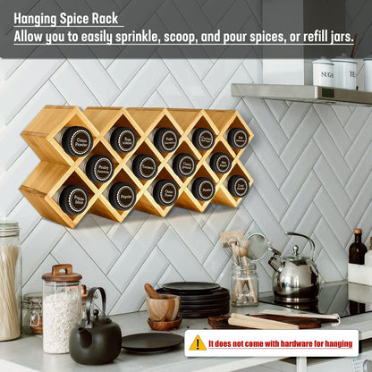 Bamboo Criss Cross Spice Rack Organizer for Cabinet, Wood Seasoning Rack Spice Holder, 18-Jar Spice Rack Tower Spice Storage for Kitchen Countertop Drawer-Jars Not Included4