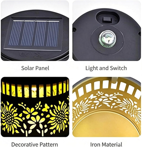 Solar Mandala Outdoor Wall Lights, 4 Pack 7 Color Changing Metal Fence Lanterns, Waterproof Solar Powered Deck Step Stair Lights for Garden Patio Yard Landscape Decor6