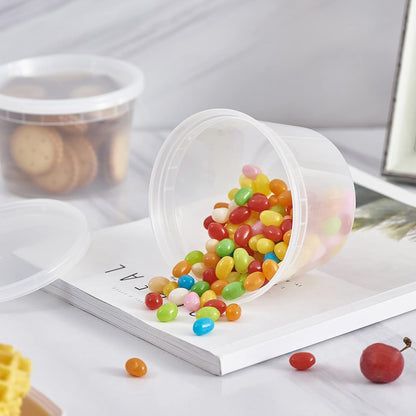 [48Set - 16Oz.] Plastic Deli Food Storage Containers with Plastic Lids, Disposable Togo Containers for Soup, Meal Prep, Slime | BPA Free | Stackable | Leakproof | Microwave | Dishwasher | Freezer Safe8