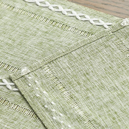 Sage Green Rustic Cotton Linen Table Runner, Seasonal Embroidered Hollow Kitchen Dining Table Decoration for Home Party Decor 13X72 Inch5