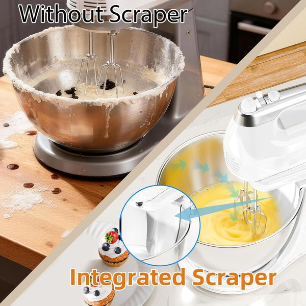 4.8QT 2-In-1 Stand Mixer, Electric Kitchen Mixer with Auto-Rotating Bowl & Tilt-Head, 5-Speed 250W Turbo Baking Machine for Beginners with Beater & Dough Hook for Cookie, Bread, Cake (White)7