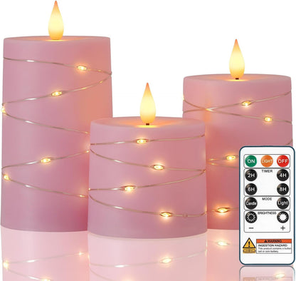 Pink Battery Operated Flameless LED Pillar Candle with Remote Timer1