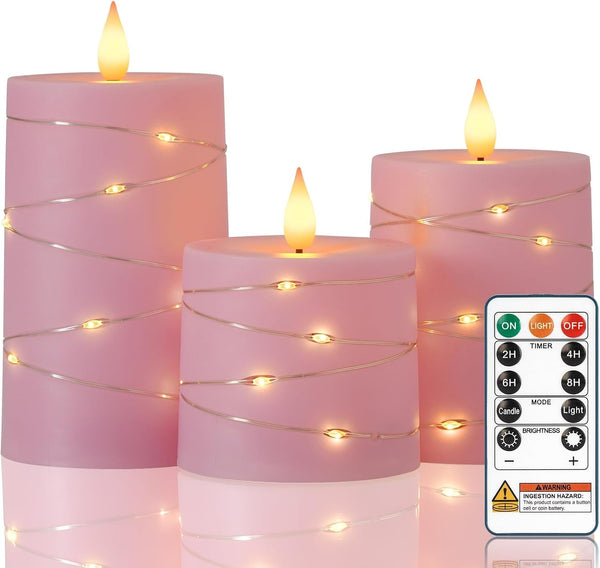 Pink Battery Operated Flameless LED Pillar Candle with Remote Timer1