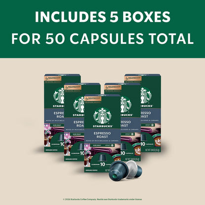 Starbucks by Nespresso Original, Dark Roast Espresso, 50-Count | Capsules, Espresso Coffee Pods2