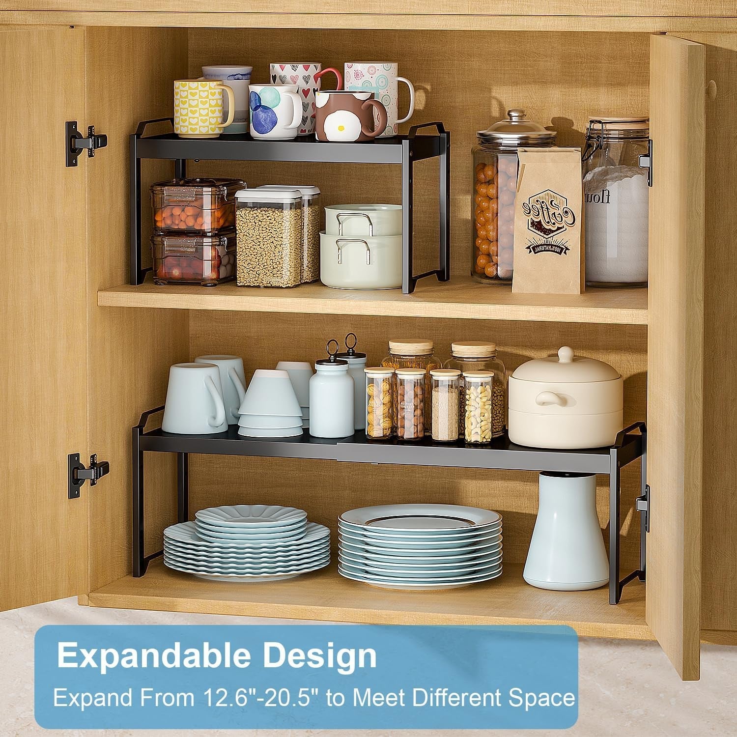 expandable-cabinet-shelf-organizer-adjustable-kitchen-countertop-storage