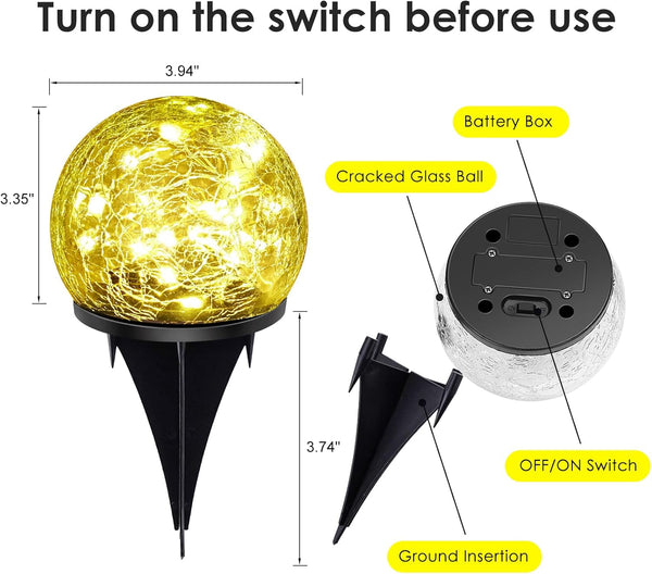 2 Pack 60 LED Solar Garden Lights Outdoor Decoration, Cracked Glass Solar Globe Lights, Upgraded Waterproof Warm White Ball Lights for Yard Pathway Patio Halloween Christmas outside Decor6