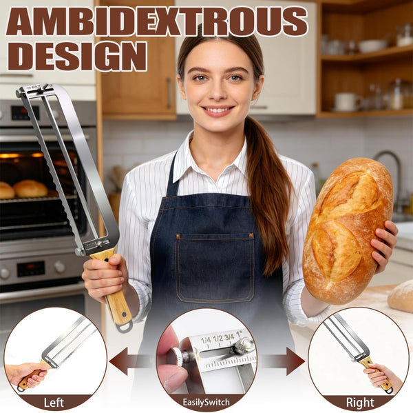 Adjustable Bread Slicer for Perfect Slices - Bread Knife for Homemade Bread with Thickness Guide - Premium Sharp Stainless Serrated Blade for Sourdough Baguettes Bagels Loaves5