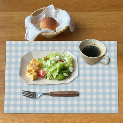 Blue and White Gingham Linen Placemats Set of 4, Waterproof Washable Heat Resistant Place Mats 12X18 Inch, Table Mat for Restaurant Outdoor Indoor Home Kitchen Party Dining Decoration-154