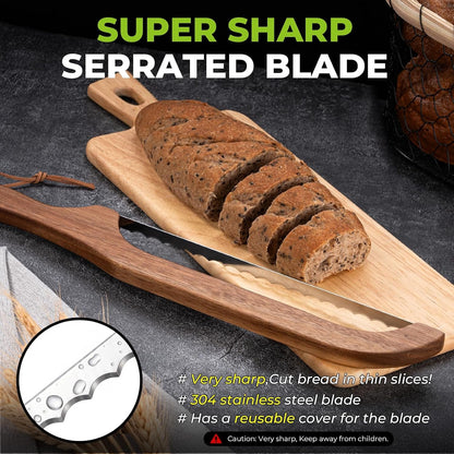 Sourdough Bread Knife,Bread Slicer for Homemade,Even Slicing | 15.7" Bread Slicer for Homemade Bread, Baguettes and More Cuts Thin,Bow Design Easy to Cutting Even Slices5
