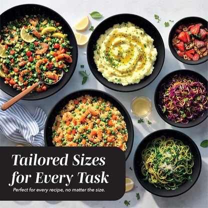 Mixing Bowls with TPR Lids - 12 Piece Plastic Nesting Bowls Set Includes 6 Prep Bowls and 6 Lids, Microwave Safe (Speckled Black)5