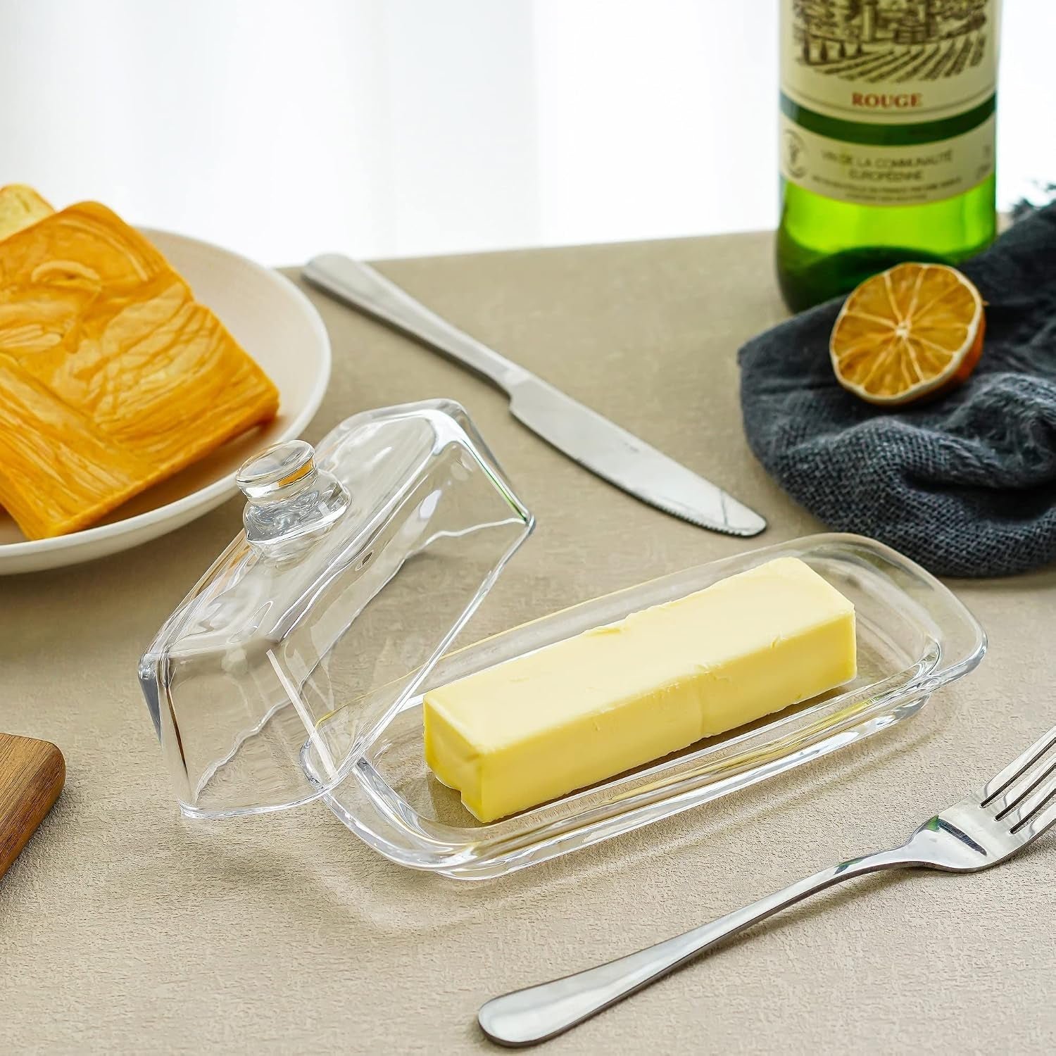 8-art-glass-butter-dish-with-lid-classic-covered-2-piece-butter-container-butter-dish-for-countertop-multi-purpose-preserving-serving-dessert-tray-bowl-dishwasher-safe