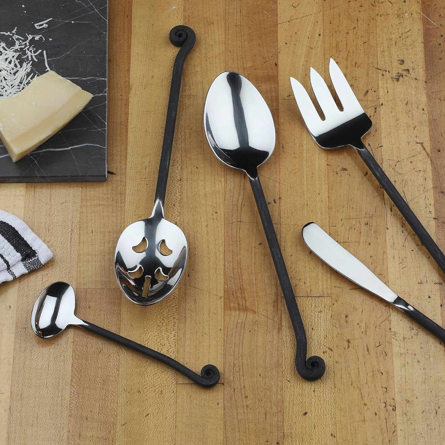 5-pieces-hostess-silverware-treble-clef-collection-matte-polished-metal-flatware-serving-set-stainless-steel-kitchen-utensils-knife-fork-spoons-dishwasher-safe-34-033