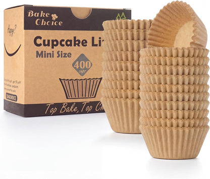 400Pcs Mini Cupcake Liners for Baking, Muffin Liners | Non-Stick, Natural, Food-Grade, Grease Proof Parchment , for Mini Muffin Pan, Christmas, Gift1