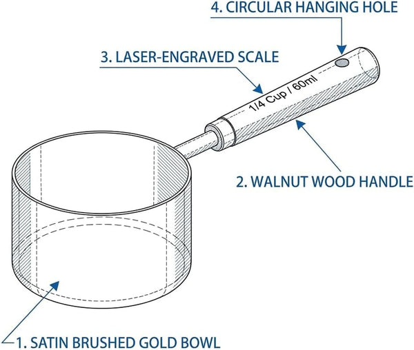 Measuring Cups and Spoons Set, 8 Pack, Gold Finish3