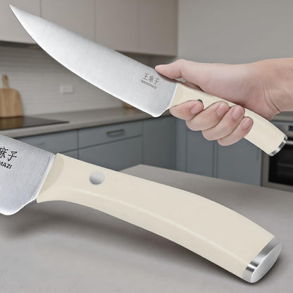 15‑Pcs Knife Block Set, High Carbon Steel, Natural | Built‑In Sharpener, Dishwasher‑Safe Knives, Full‑Tang Single‑Rivet, Varnished Hardwood Block for Improved Moisture Resistance4