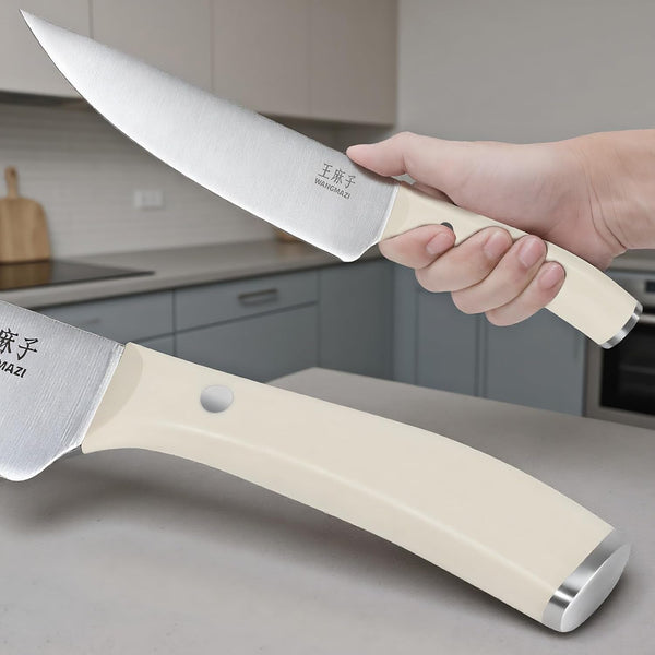 15‑Pcs Knife Block Set, High Carbon Steel, Natural | Built‑In Sharpener, Dishwasher‑Safe Knives, Full‑Tang Single‑Rivet, Varnished Hardwood Block for Improved Moisture Resistance4