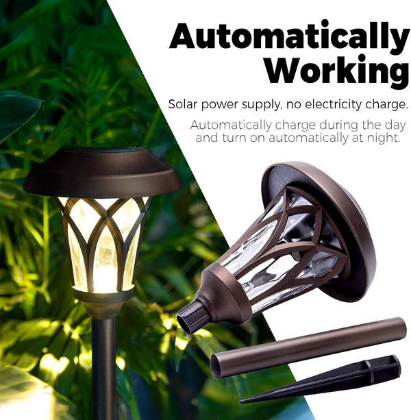 Solar Pathway Lights Outdoor, Metal Glass & ABS Landscape Lights5
