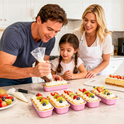 Mini Loaf Pans with Lids, 50 Pack Pink 6.8Oz for Party Favors | Fits Tartlets, Pudding Desserts, Loaf Slices and Sweet Samples; Single-Base Workflow Helps Limit Dish Handling.9