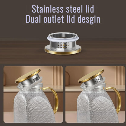 Glass Pitcher with Lid and Spout, 1.8 Liter 60 Oz Glass Pitchers with Handle and Lid, Jug Water Pitchers for Fridge, Carafe Jar for Hot/Cold Water Iced Tea Juice Coffee Milk Beverage8
