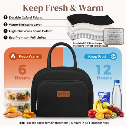 Lunch Bag Lunch Box for Women Men, Insulated Lunch Bags Water-Resistant Cute Cooler Lunch Tote Bag, Reusable Large Capacity for Work Travel Picnic4
