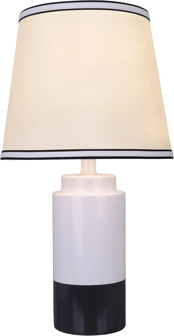 40114-32, Two Pack Set - 18 1/2" High Traditional Ceramic Table Lamp, off White & Black and Empire Shaped Lamp Shade in off White, 10" Wide4