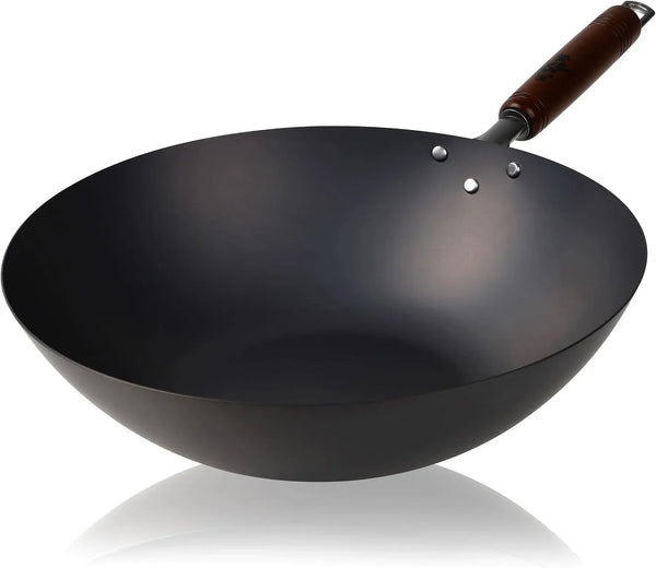 燕鉄器 Nitrided Flat-Bottom Wok with Handle, Woks, Stir Fry Pans 12.99 Inch 33Cm1