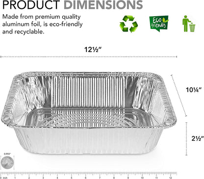 Aluminum Pans 9X13 Disposable Foil Pans (30 Pack) - Half Size Steam Table Deep Trays - Tin Foil Pans Great for Cooking, Heating, Storing, Prepping Food2