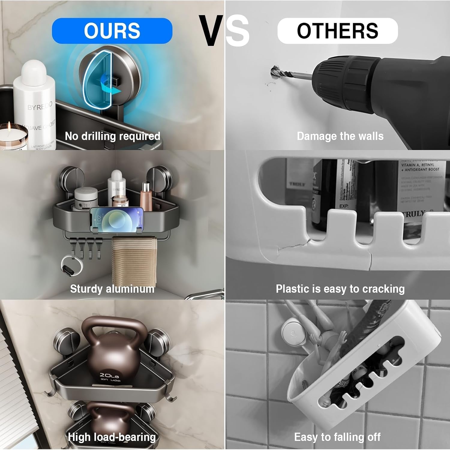 suction-cup-shower-caddy-corner-2-pack-suction-corner-shower-shelves-no-drilling-rustproof-shower-organizer-suction-cup-with-towel-holder-hooks-removable-bathroom-storage-rackgray