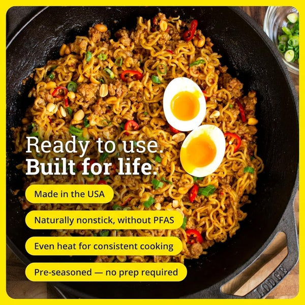 Cast Iron Wok with Dual Loop Handles, PFAS Free, 14 Inches | Pfas-Free Cast Iron Wok for Stir Fry, Searing & Everyday Cooking, Oven & Stovetop Safe, Non-Toxic & Durable2