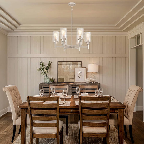 6-Light Brushed Nickel Chandeliers for Dining Room Light Fixture2