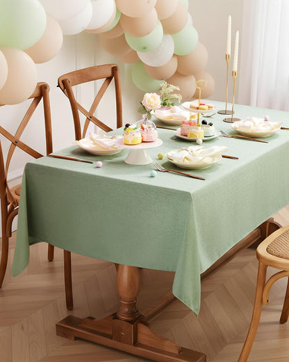 Rectangle Linen Tablecloth Waterproof & Stain Resistant, Wrinkle-Free Table Cloth Adds Elegance and Protection, Ideal for Dining, Party, Wedding and Outdoor, 52 X 70 Inch, Sage Green6