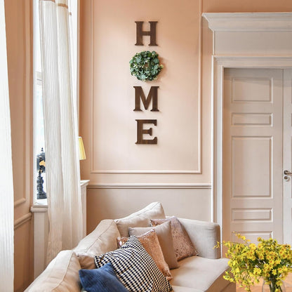 Home Sign Wall Decor, Farmhouse Wood Letters Eucalyptus for O, Brown | Rustic Wood Artificial Eucalyptus, Hanging Home Sign Wall Art, Housewarming Gift, Kitchen Living Room Entryway Apartment2