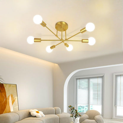 Modern Sputnik Chandelier, 6-Lights Ceiling Light Fixtures Gold8