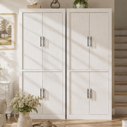 70.4" Farmhouse Kitchen Pantry Cabinet with Doors and Adjustable Shelves, Avoids Dust, Tall Freestanding Storage Cabinet for Kitchen, Microwave Stand & Dining Room Organization, Rustic White6