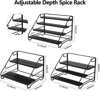 4-Tier Adjustable Depth Spice Rack Organizer for Cabinet,Pantry,Countertop2